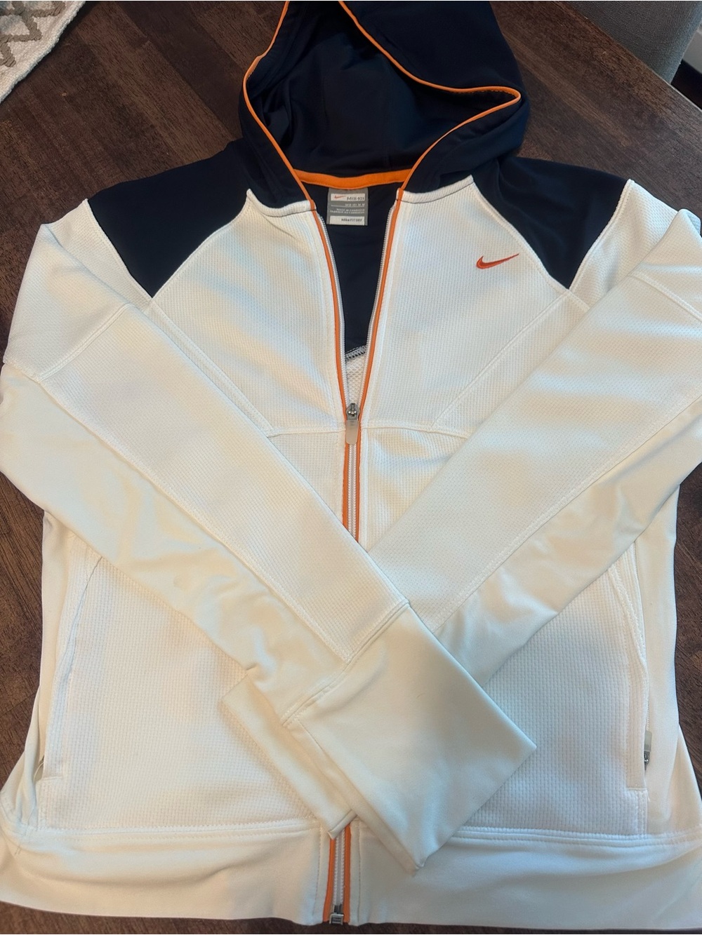 Nike White, Navy & Orange Full-Zip Hooded Jacket